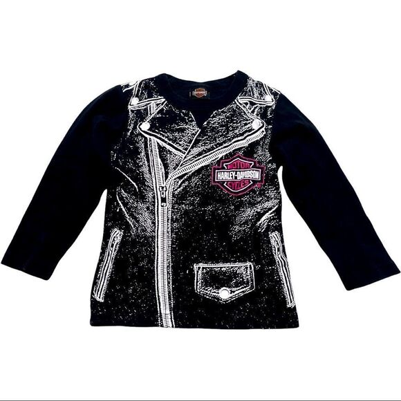 Harley Davidson Bla k Long Sleeve Tee Size 2T - Picture 1 of 10